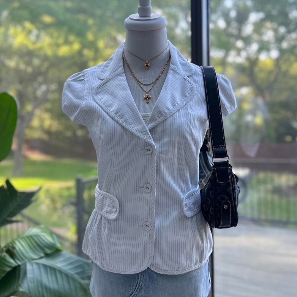 Alyx White Pinstripe Button-Up Blouse